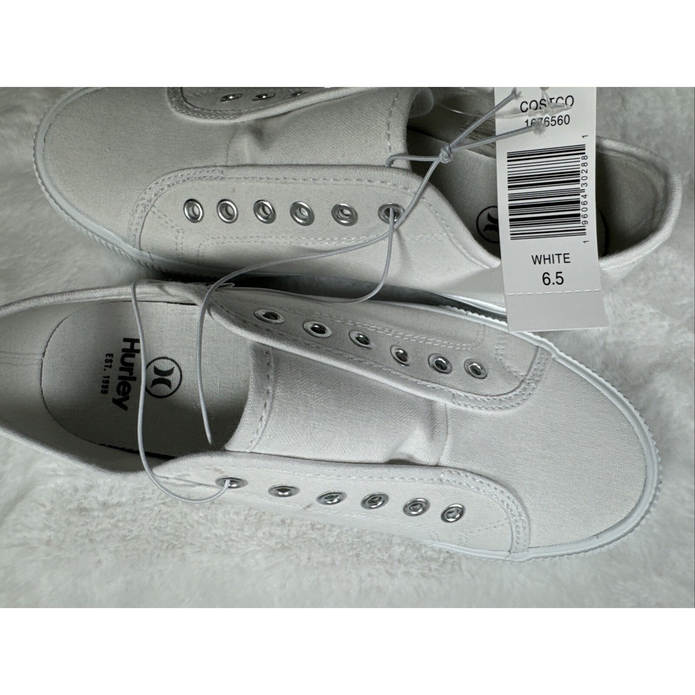 Hurley Chloe Womens Slip On Canvas Shoes Fashion Sneaker White 1676560 Size 6.5